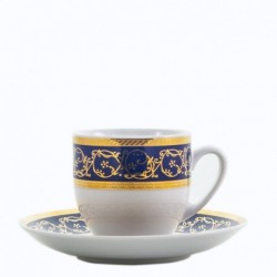 Taza y plato de café Saphyr azul Thun Bohemia